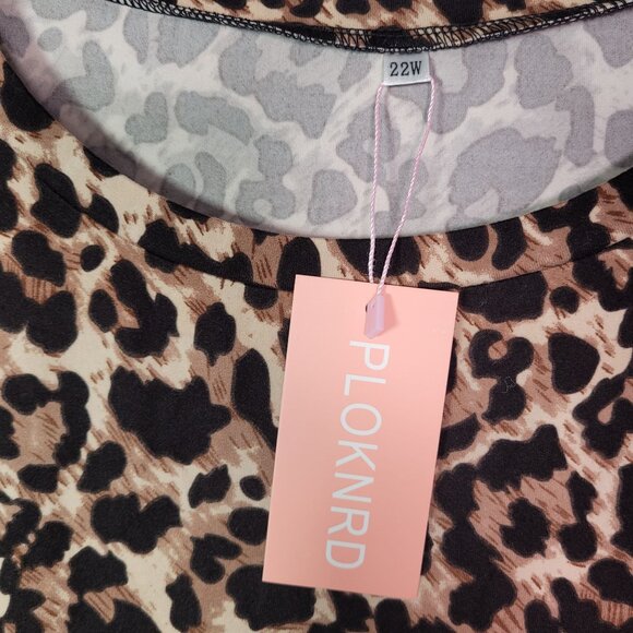 PLOKNRD Women's Plus Size Leopard Blouse Short Sleeve With Pockets Size 22W - Picture 4 of 9